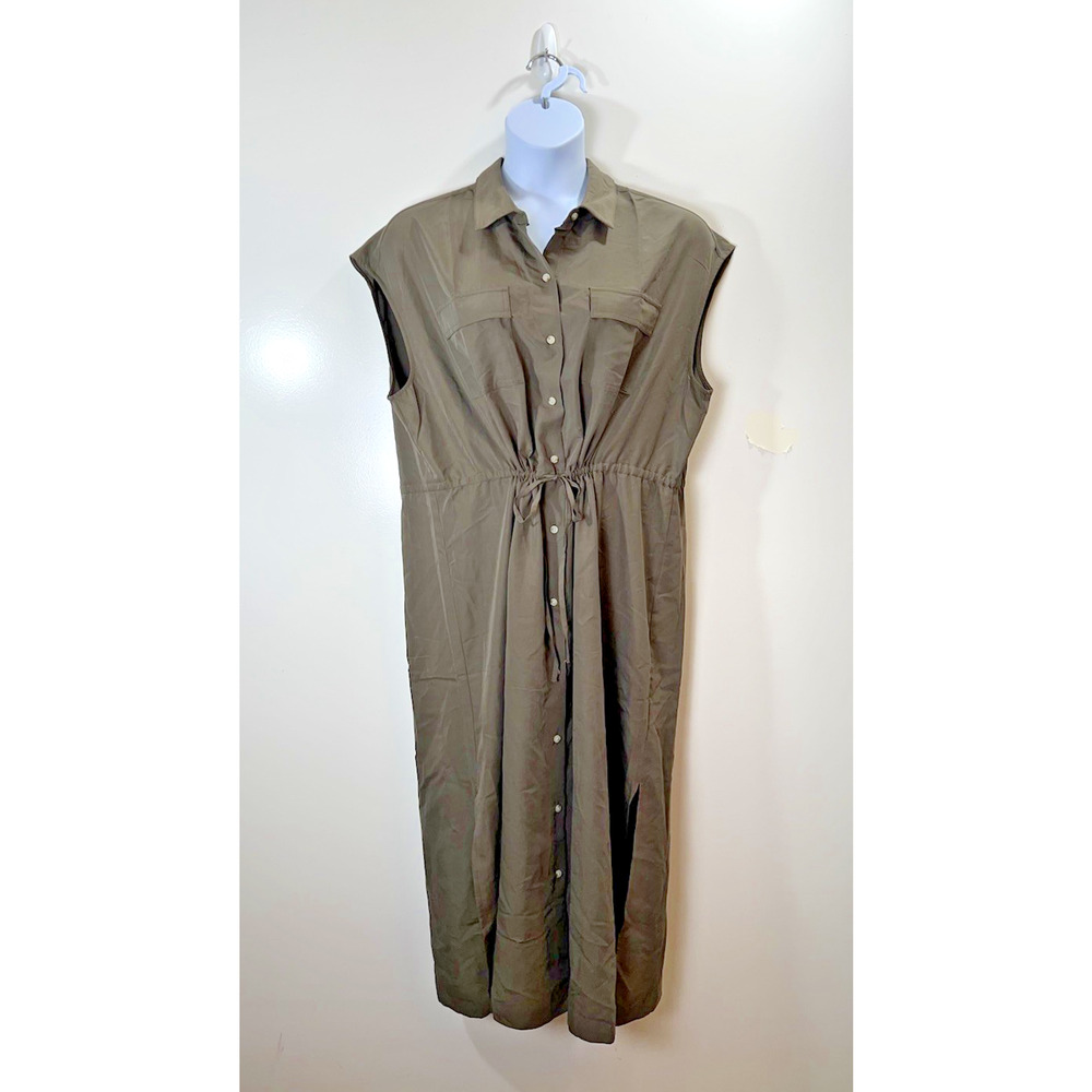 Old Navy Women’s Maxi Shirt Dress Size XL Safari Green Classic Office Preppy NWT